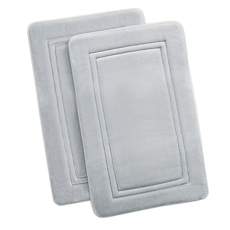 Baysen Memory Foam Bath Rug, Light Gray, 20" W x 30" L