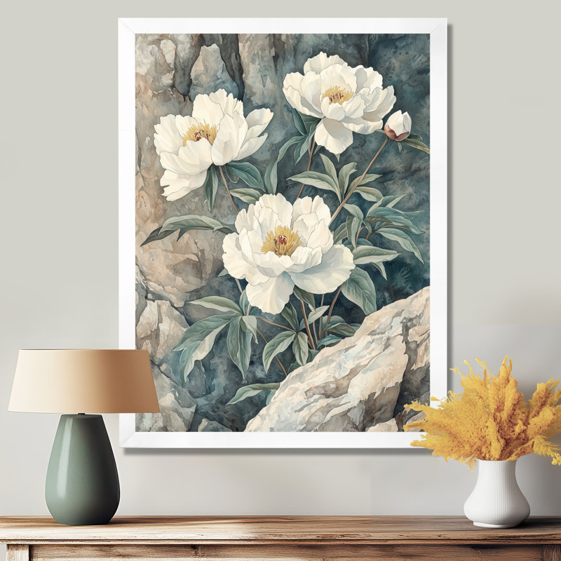 Bainbridge - Floral Wall Decor, H 20 po x l 12 po, Reproduction encadrée d'une seule photo, Blanc