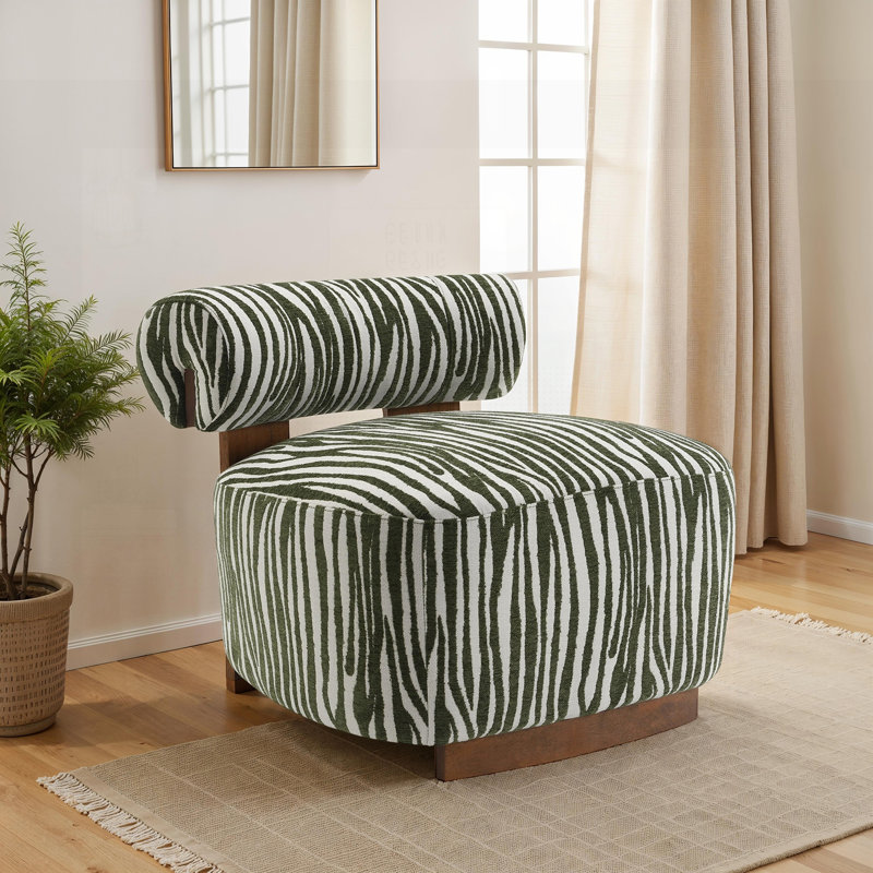 Tissu contemporain à rayures zébrées avec dossier cylindrique et mousse haute densité pour un confort confortable, Green
