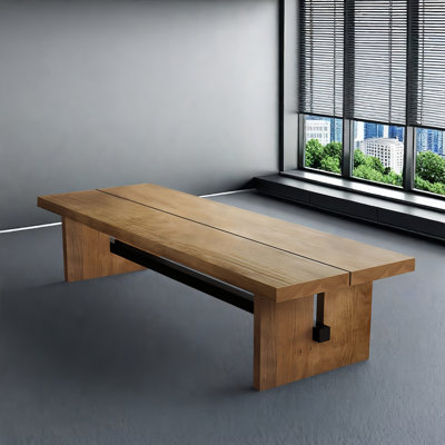 10-foot rectangular solid wood conference table