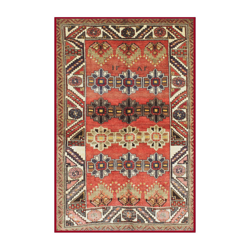 Tapis traditionnel orange / brun / gris, Rectangle 5 pi x 7 pi