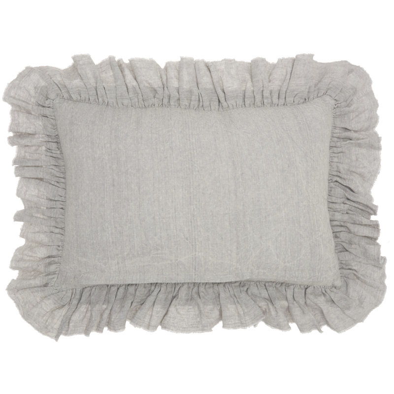Ruffled Reversible Throw Pillow, Gray