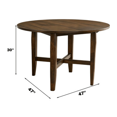 Table de salle à manger ronde Kendric de style ferme moderne, 119 cm (47 po), en bois massif – Finition bois vintage neutre, pieds fuselés en bois avec renfort en X, table de petit-déjeuner, disponible en 2 couleurs