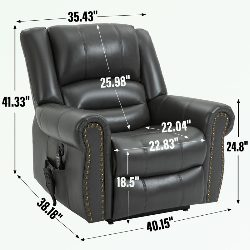 Eysan Power Lift Recliner Chair, Gray Leather