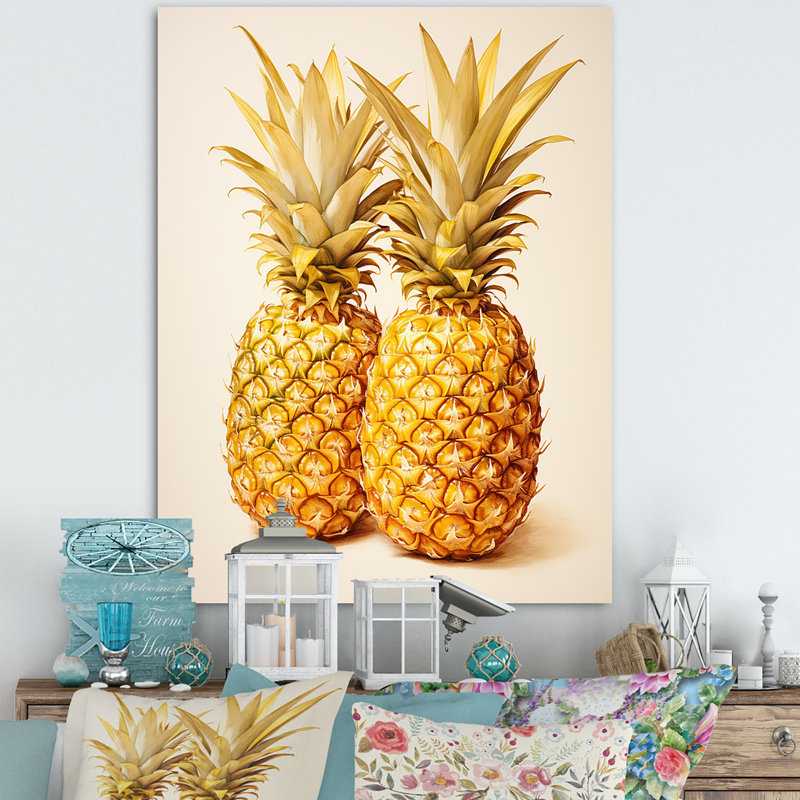 Pinapple Golden Grove sur toile, H 20 po x l 12 po x P 1 po, Toile tendue