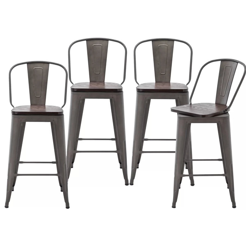 Berthiaume Swivel Counter Stool with Metal Frame, Counter Stool (24” Seat Height), Rusty
