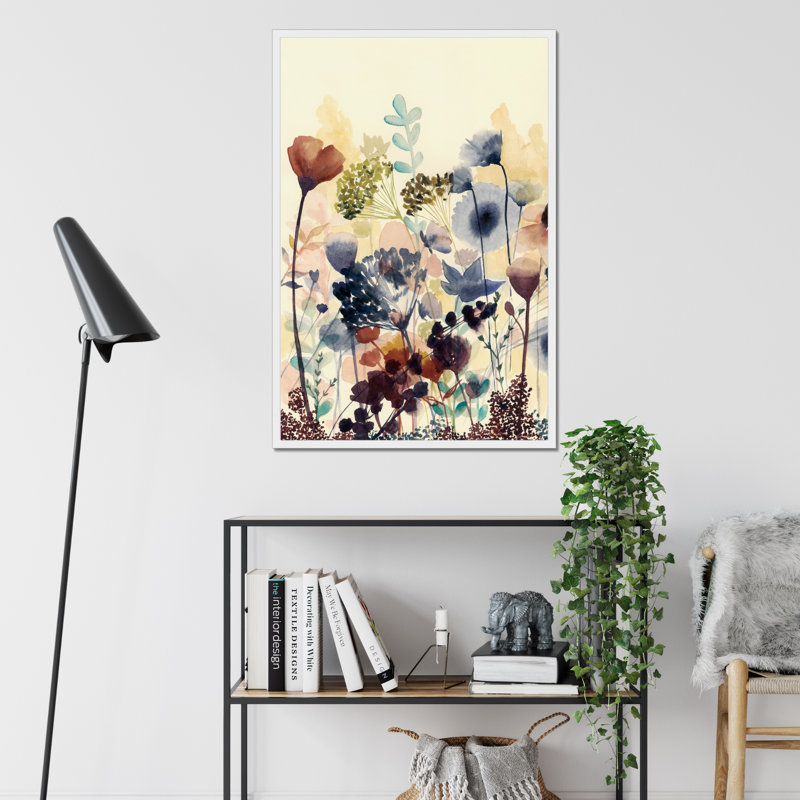 Sundry Blossoms I by Grace Popp - Painting, 50cm H x 34cm W, White Framed Paper Print