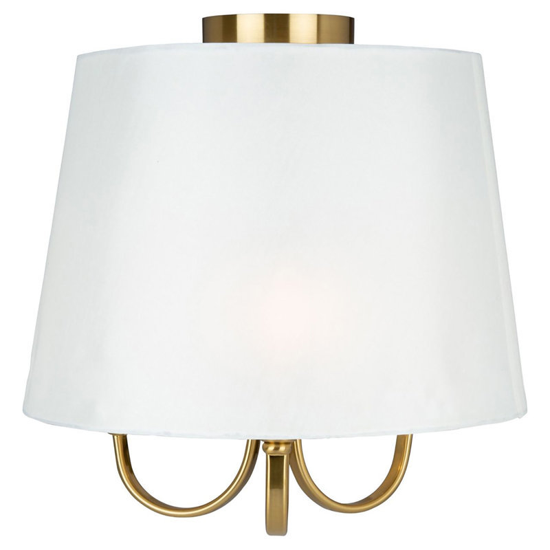 Plafonnier semi-encastré 3 lumières l 15,7 po, Or brossé