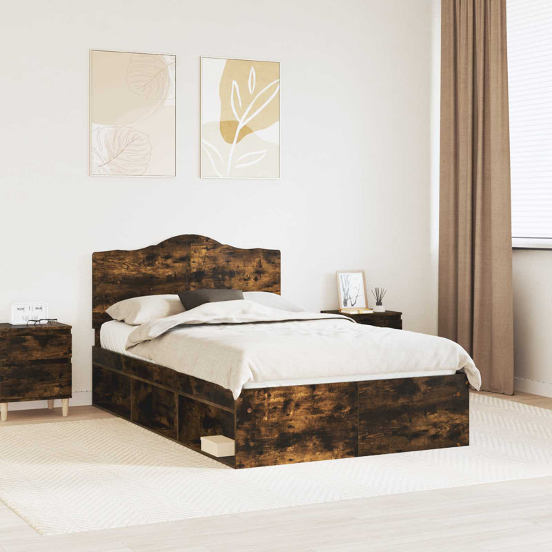 Solid Wood Bed, Smoked Oak, Double (4'6)