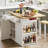 3 Pieces Kitchen Island Set with Storage Cabinet, Drawers, and 2 Stools-378934733-387945878