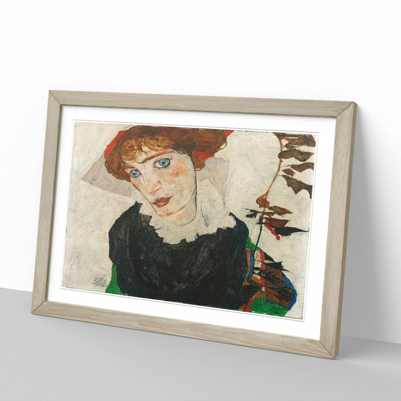 Portrait of Wally Neuzil by Egon Schiele - Framed Print, Oak Framed, 27cm H x 36cm W x 2cm D