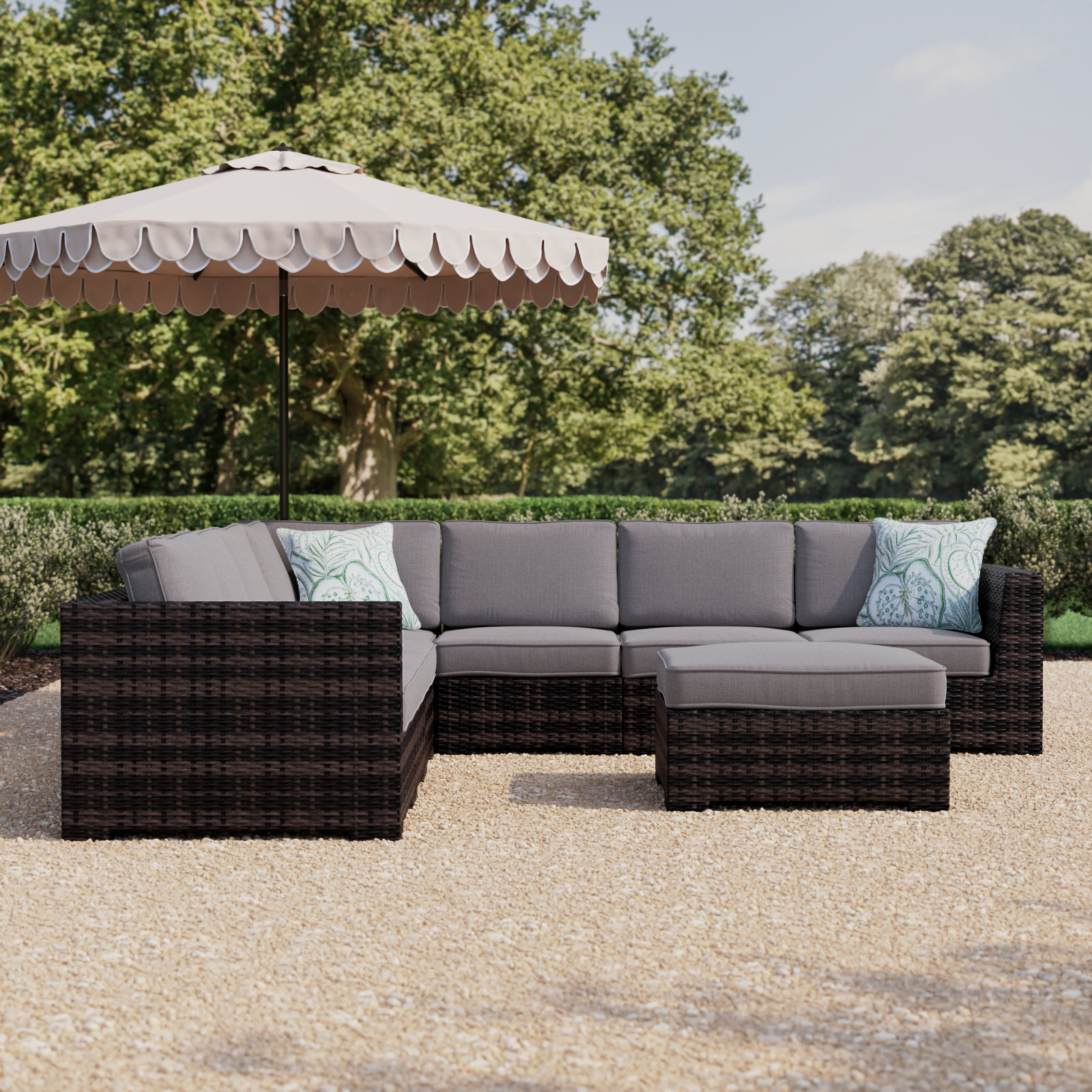 McDougal 122" Patio Sectional, Espresso