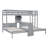 Twin over Twin Bunk Bed with Built-in Desk, Storage Shelves & LED Reading Light,Gray-777582348