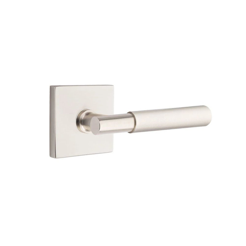 Emtek Select Passage Interior Mortise w/ Square Rosette & T-Bar Stem, Smooth Lever, Right, Satin Nickel