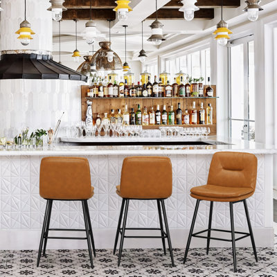 Pelayo Upholstered Leather Bar & Counter Stool by Trent Austin Design