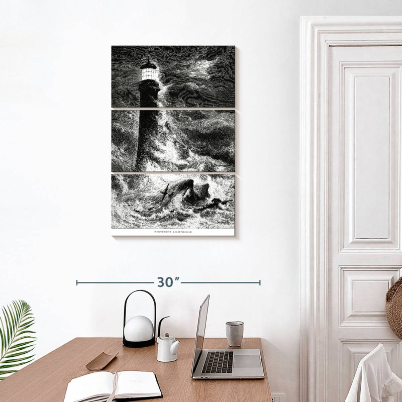 Phare d'Aletra dans la tempête, H 32 po x l 20 po