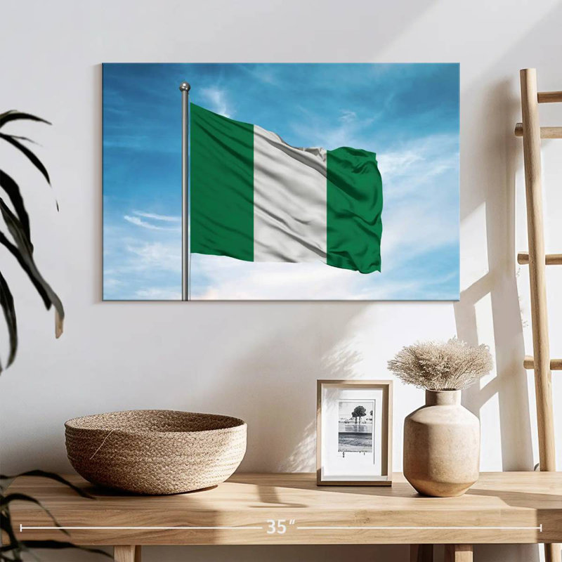 Hoisted Nigerian Flag, 16" H x 24" W