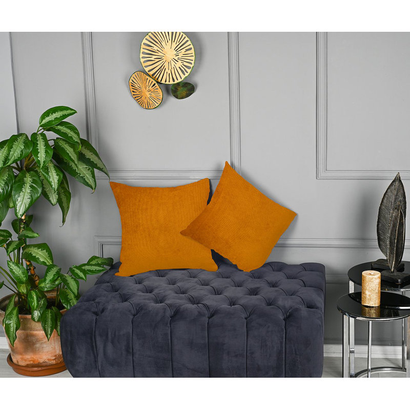 Matte Velvet Cushion Cover - 1 Pc, 51cm x 51cm, Orange