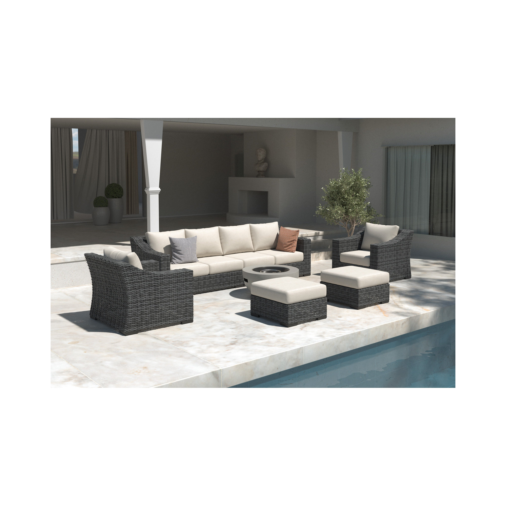 Eloisa 7 Piece Sofa Seating Group with Cushions, Gray