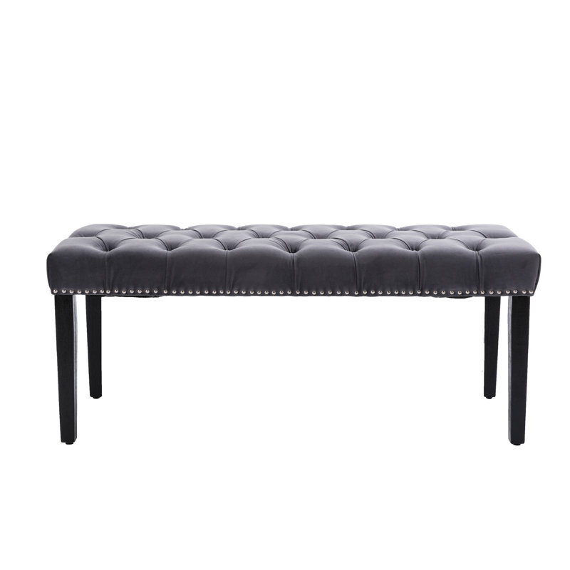 Heng Ming Upholstered Tufted Bench Ottoman, Dark Gray