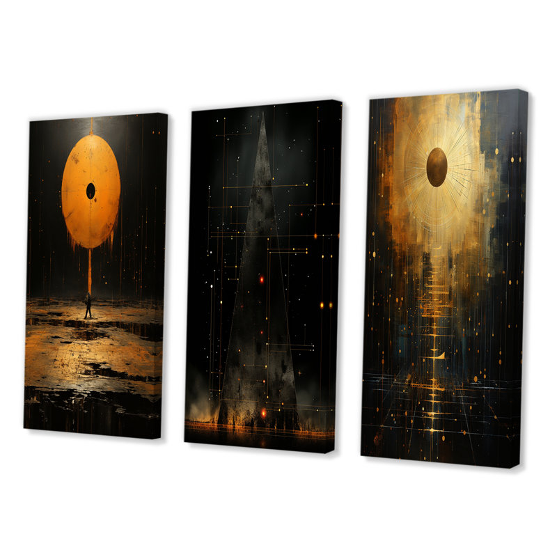 «Solitude Alone Under The Full Moon», 3 pièces, H 32 po x l 48 po, Toile tendue