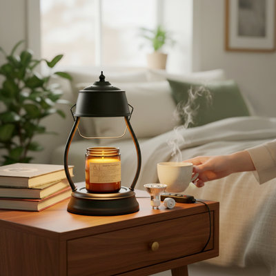 Lantern Candle Warmer Lamp With Timer & Dimmable Brightness - Adjustable Height Wax Melter For Large Jar Candles,  Bedroom & Office Decor