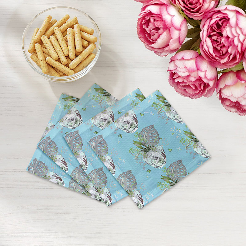 Monkey Small Jungle Cotton Sateen Cocktail Napkins, Bedford