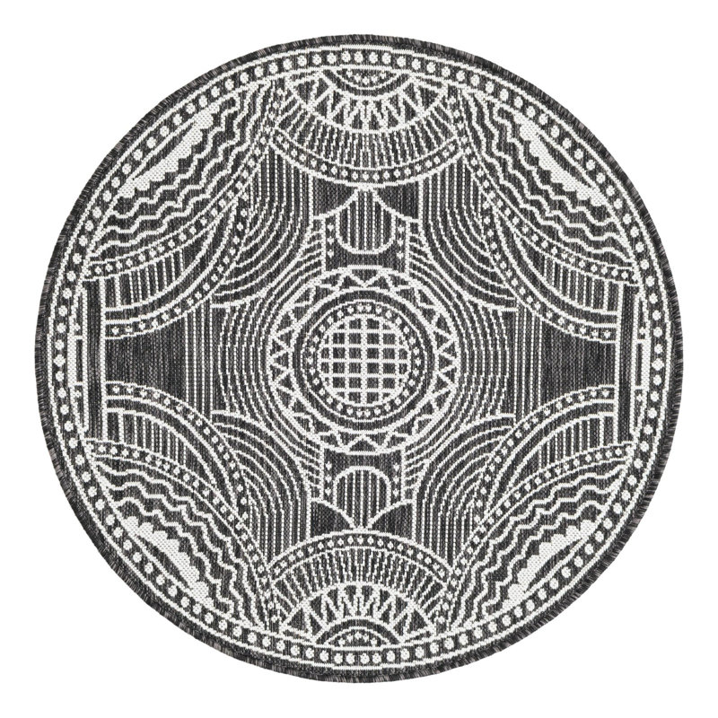 Tapis d'extérieur traditionnel intérieur / extérieur, Rond 3 pi 3 po