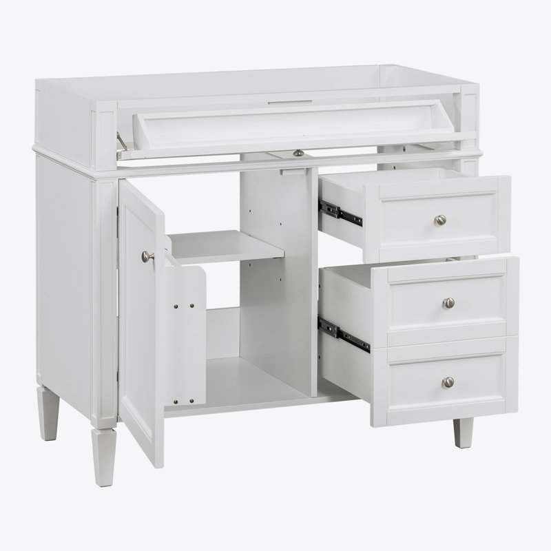 Meuble-lavabo de 36 po sans lavabo supérieur, armoire de rangement moderne avec 2 tiroirs et un tiroir rabattable, structure en bois massif