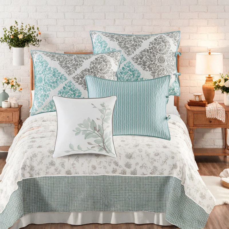 Ensemble de literie réversible de qualité supérieure, conception en coton turquoise pour la maison