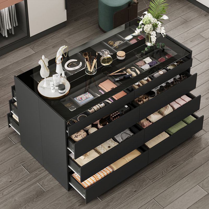 Closet Island With 16 Drawers, Black