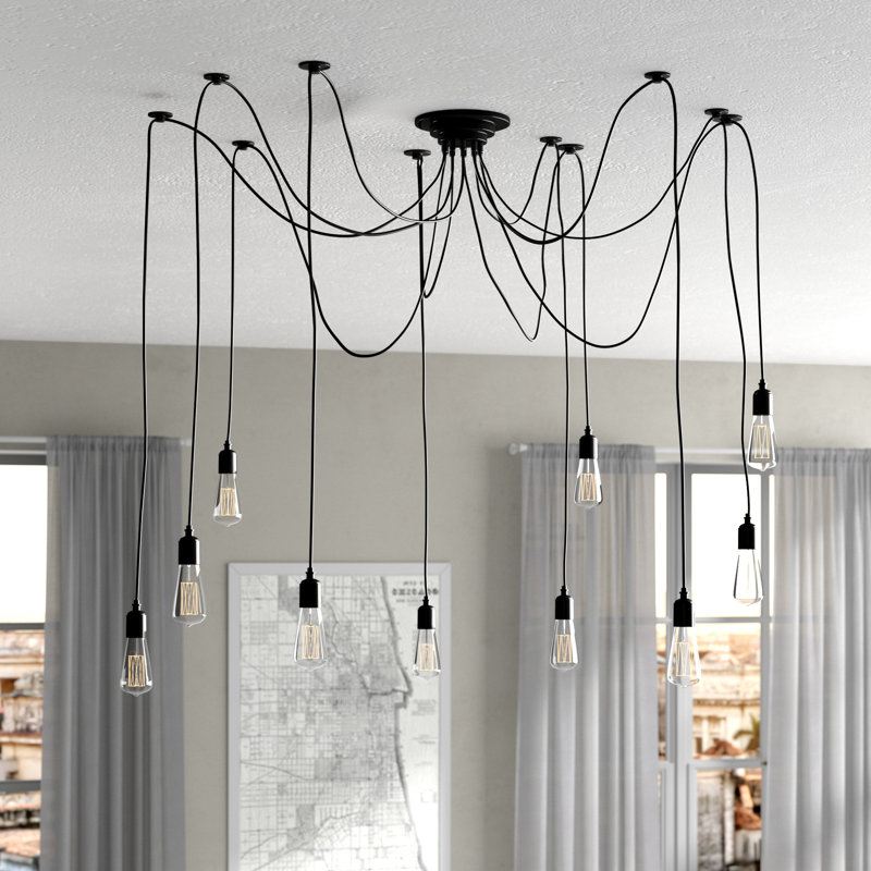 Luminaire suspendu en grappe à 10 lumières