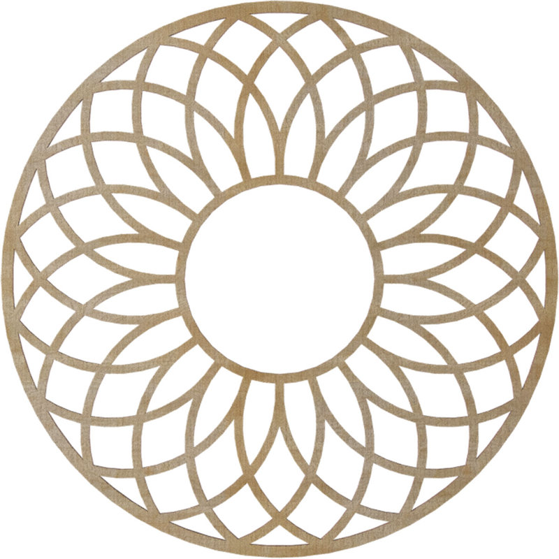 Médaillon de plafond 28 po x 28 po x P 9 5/8 po x P 3/8 po, H 26 po x l 26 po x P 0,25 po, Noyer blanc