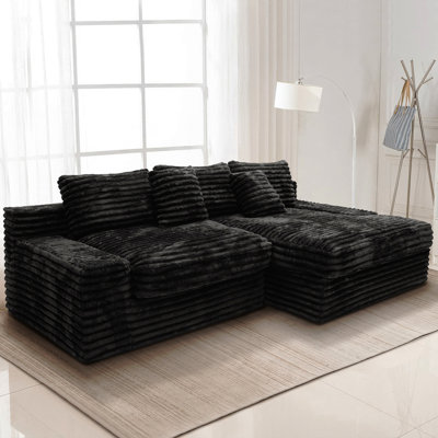 Siège de canapé modulaire 118,1 * 66,9 po, canapé rembourré compressé pour le salon, la chambre à coucher, l’appartement, aucun assemblage requis, combinaison libre de 2 pièces, tissu en velours côtelé moelleux