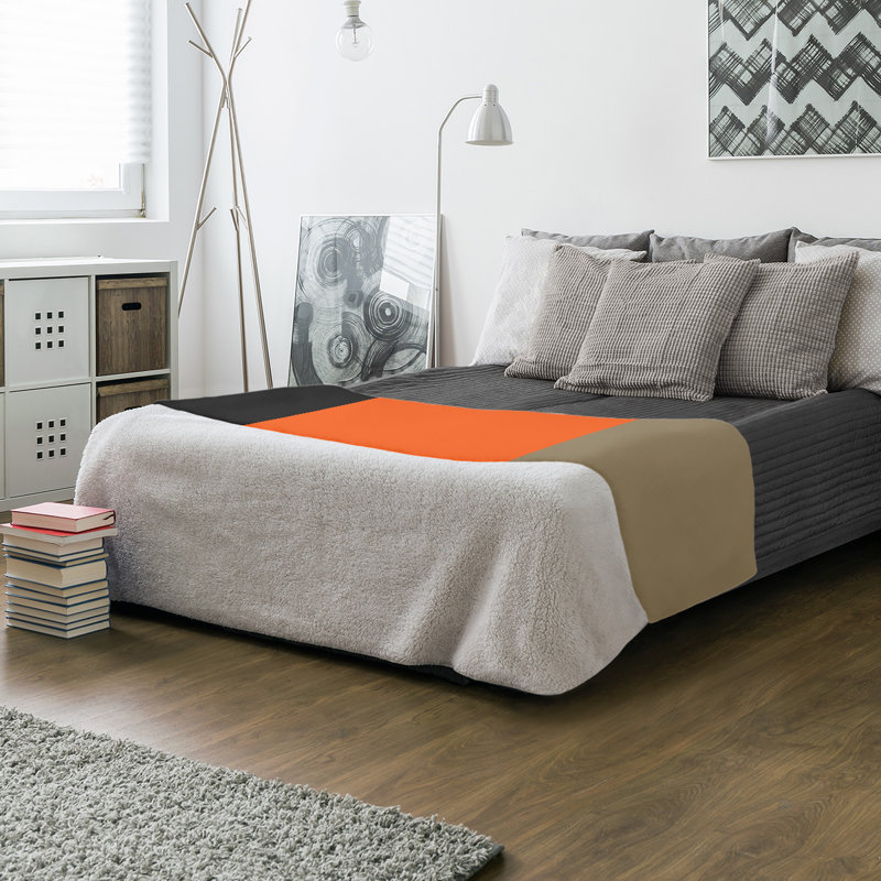 Quilted Throw Blanket, 30" x 40", Black/Orange/Metallic Gold, Mink Touch
