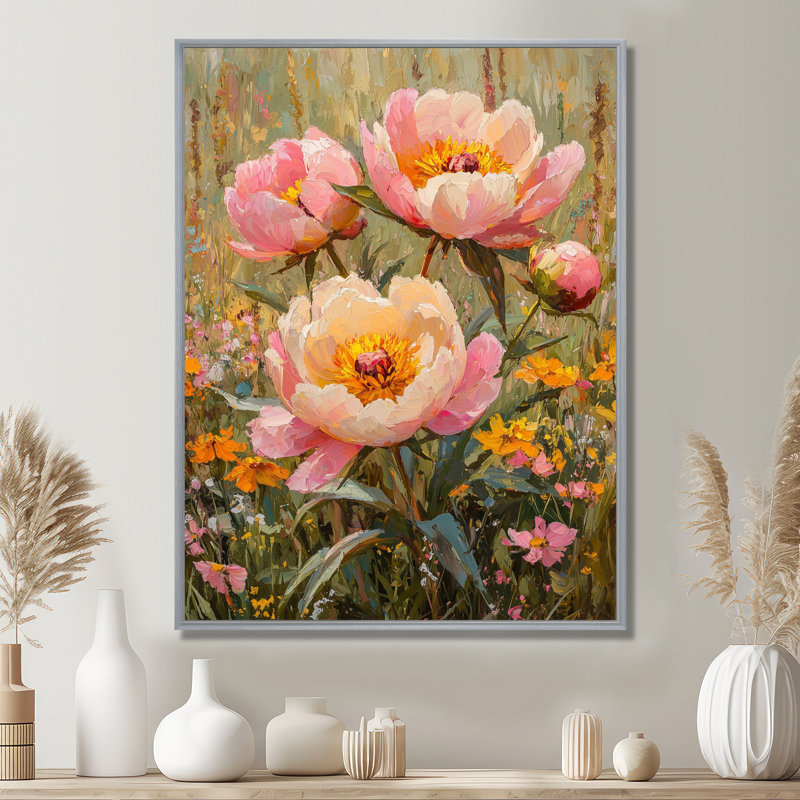 «Harkness Pe pivons In The Wildflower Patch IV», impression sur toile encadrée, H 40 po x l 30 po, Argent argent