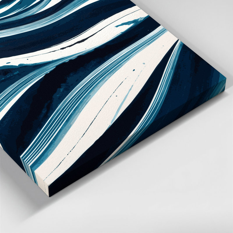 Art mural horizontal sur toile à rayures horizontales bleues et blanches, H 12 po x l 12 po