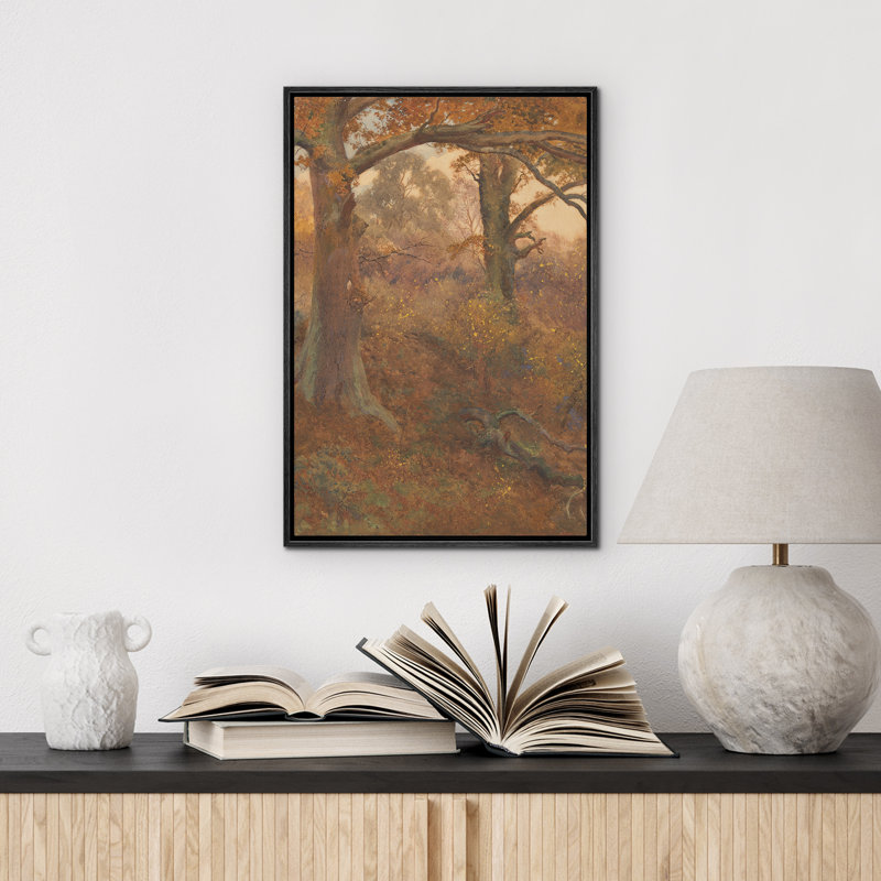 Automne, automne, arbres, brun, classique, paysage, illustrations, rustique, campagne française, Noir, H 24 po x l 16 po