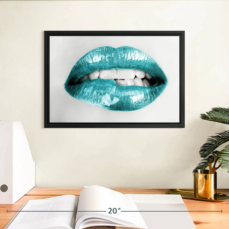 Bouche à lèvres, Cadre flottant noir, 13 po x 9 po