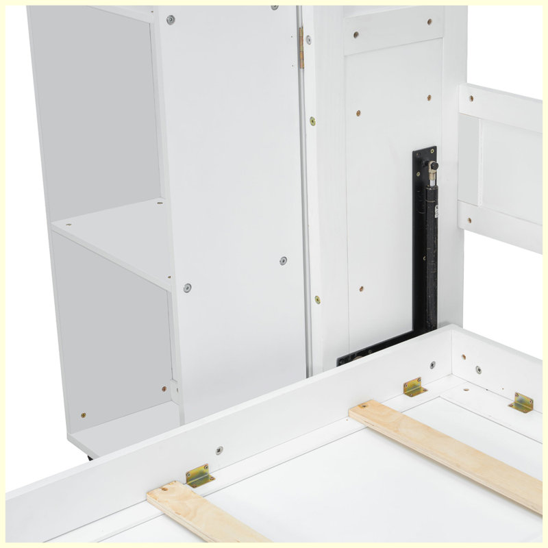 Lit escamotable moderne avec portes de rangement, Blanc