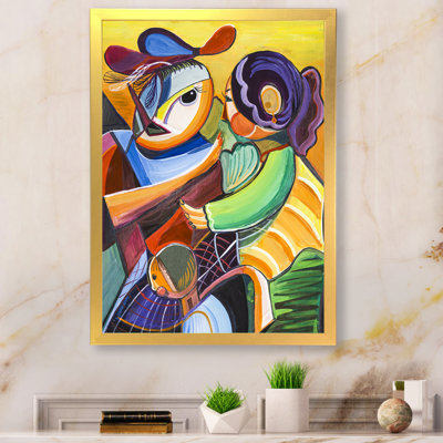 Abstrait deux femmes rencontrant - peinture