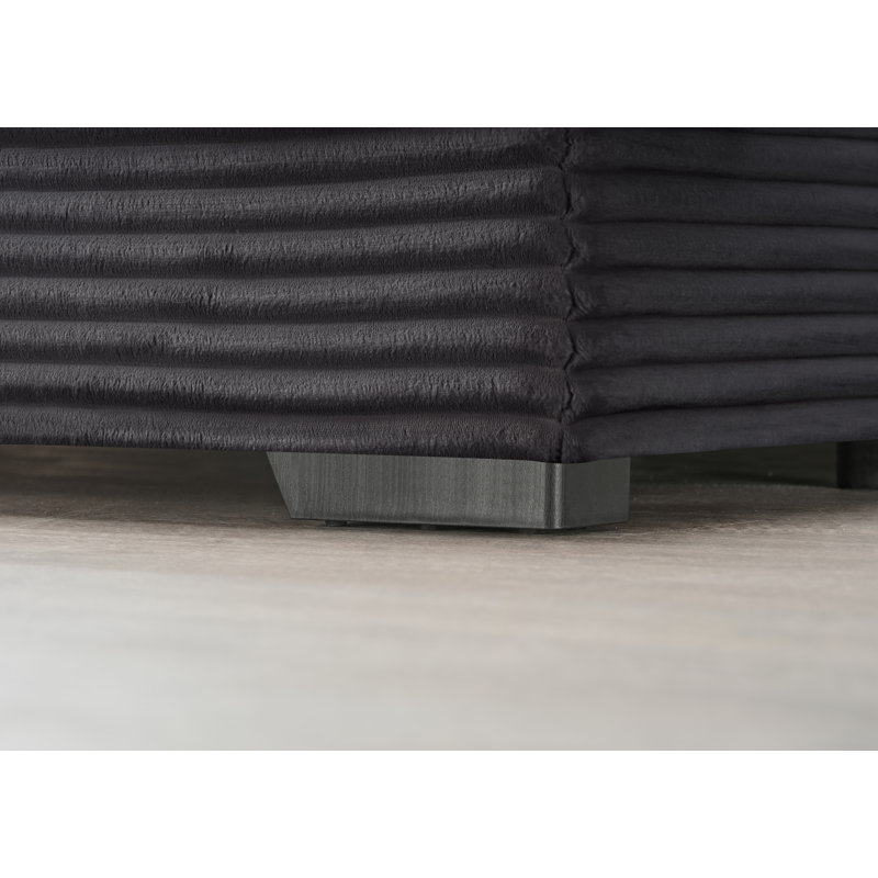 Chaise longue moderne en velours côtelé l 53,65 po avec accoudoirs larges et pieds robustes Modern, Gris foncé