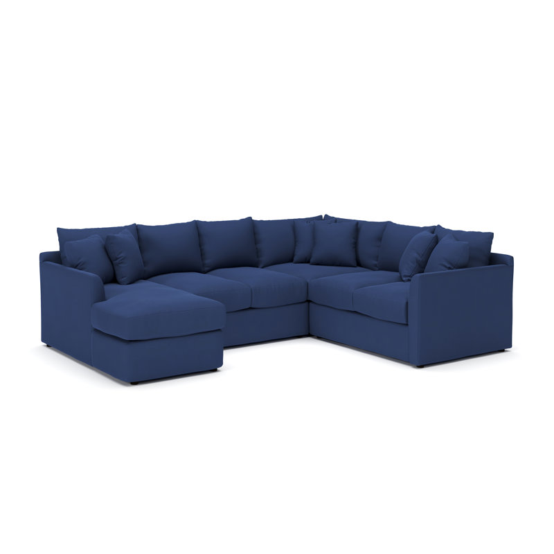 Canapé modulaire en U à 3 pièces de 6 pièces 119 po Cecelia, Spectre indigo Sunbrella®, Orienté à gauche (vu de face)