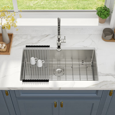 Undermount Kitchen Sink 16 Gauge Stainless Steel Kitchen Sink Single Bowl Sink
