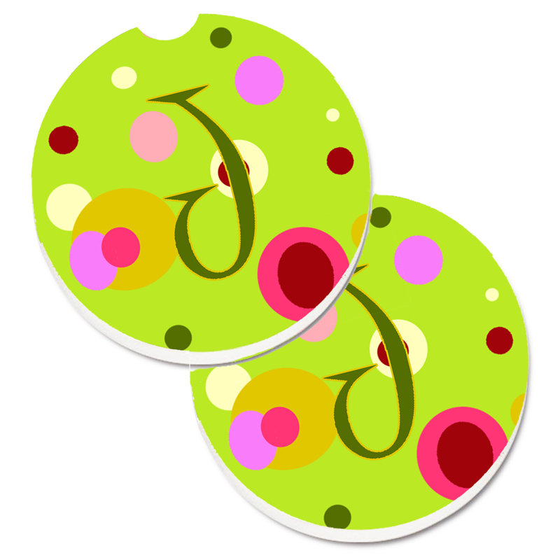 Sous-verre Initiale Monogram, J, Vert