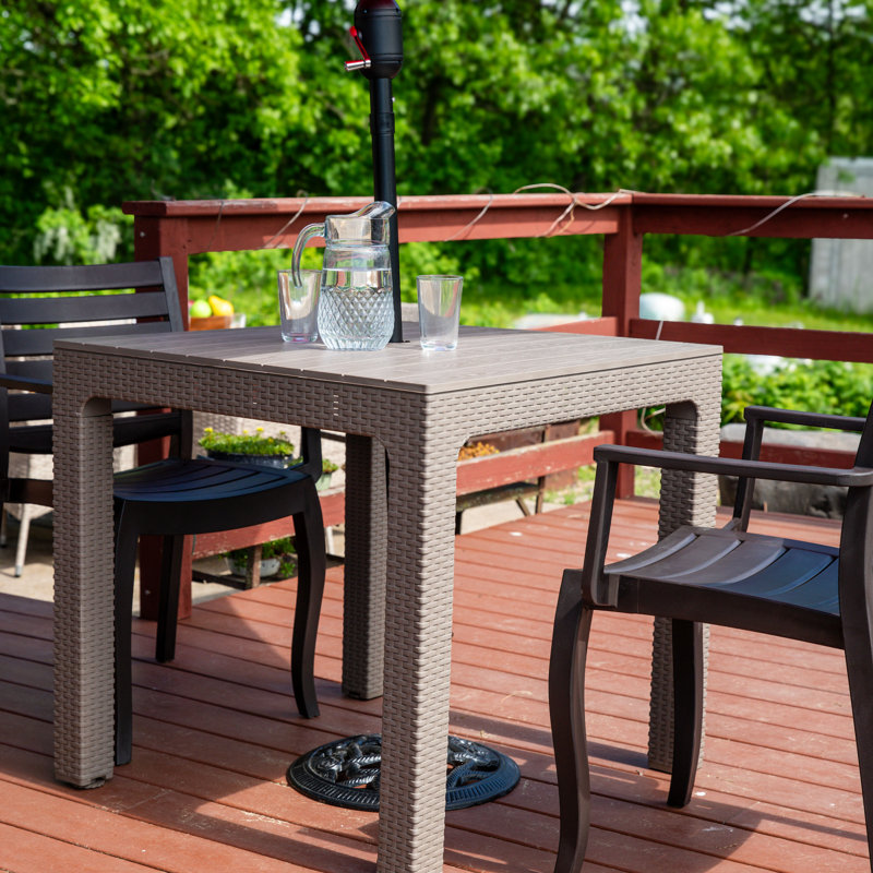 Table en polypropylène avec faux plateau en grain de bois - Champagne