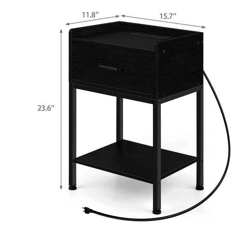 End Table with Storage and Built-In Outlets