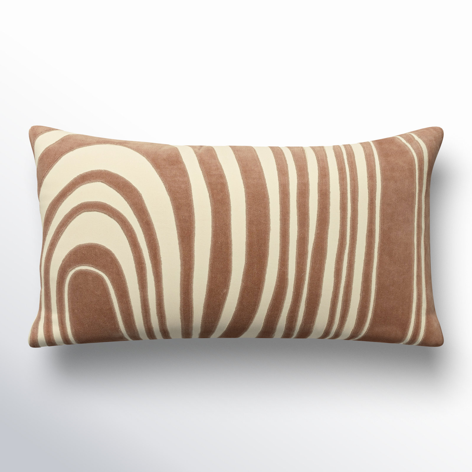 Hatton Embroidered Cotton Lumbar Throw Pillow, Light Brown/Beige