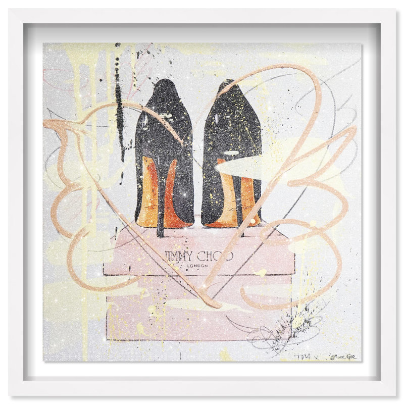 Oliver Gal Blush Walk Revisited Fashion - Diamond Dust Shadowbox Framed Wall Art, 31.5" H x 31.5" W, White