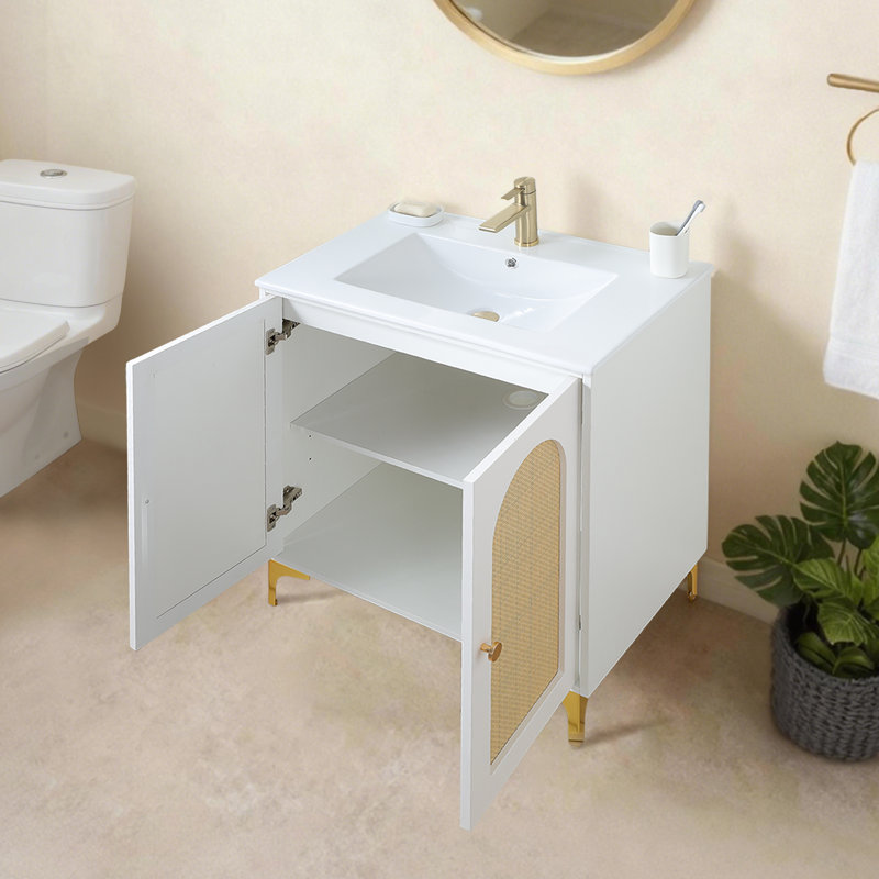 Ensemble de meuble-lavabo simple blanc 30 po avec 2 portes 30 po Modern